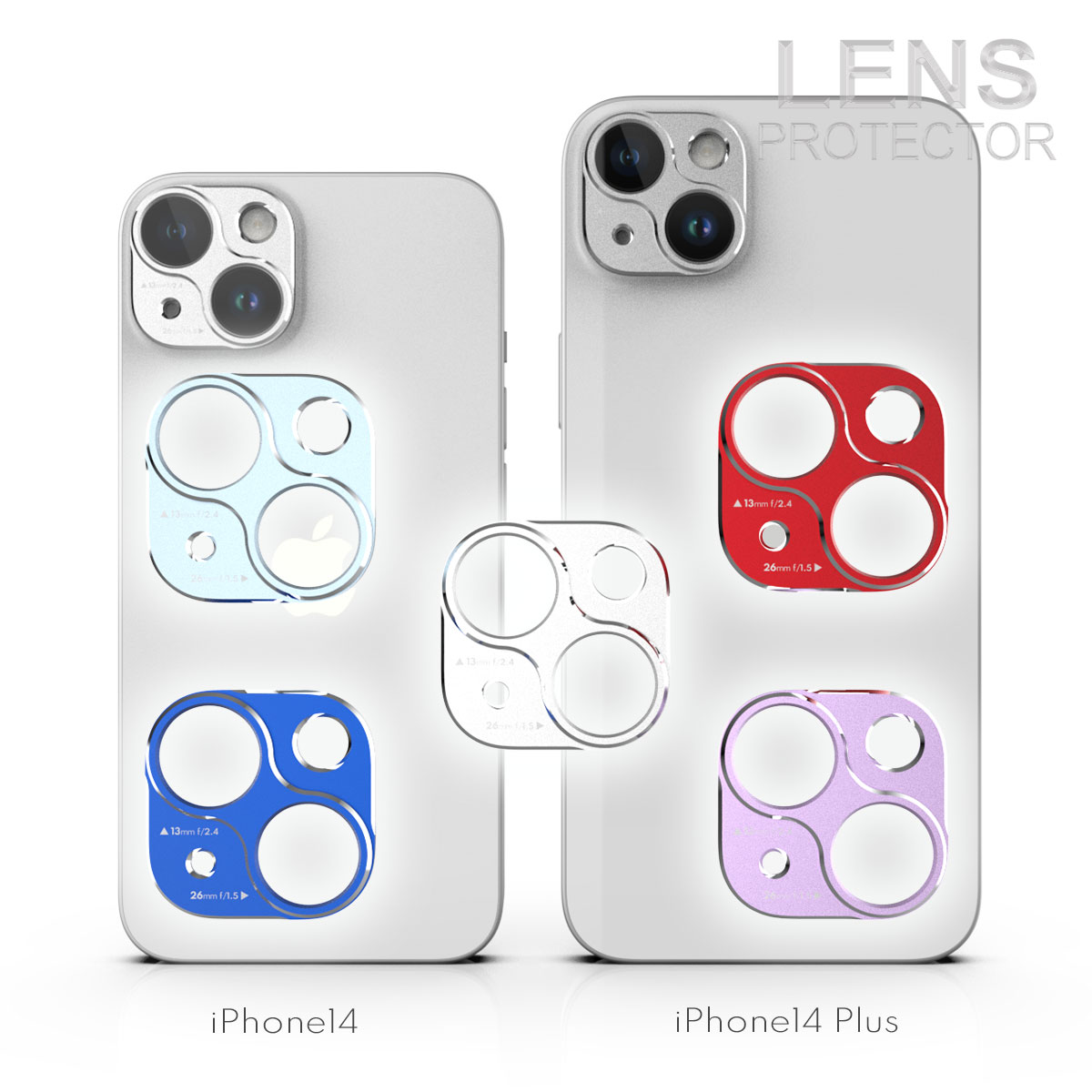 2眼のiPhone14、iPhone14Plus用レンズプロテクター